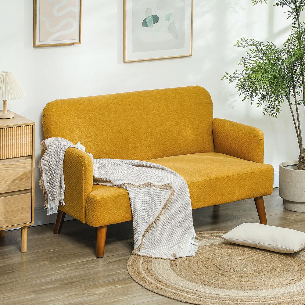 HOMCOM Velvet Feel Fabric 2 Seater Sofa, Small Sofa Loveseat with 21cm Thick Padding and Wood Legs Additional View 13