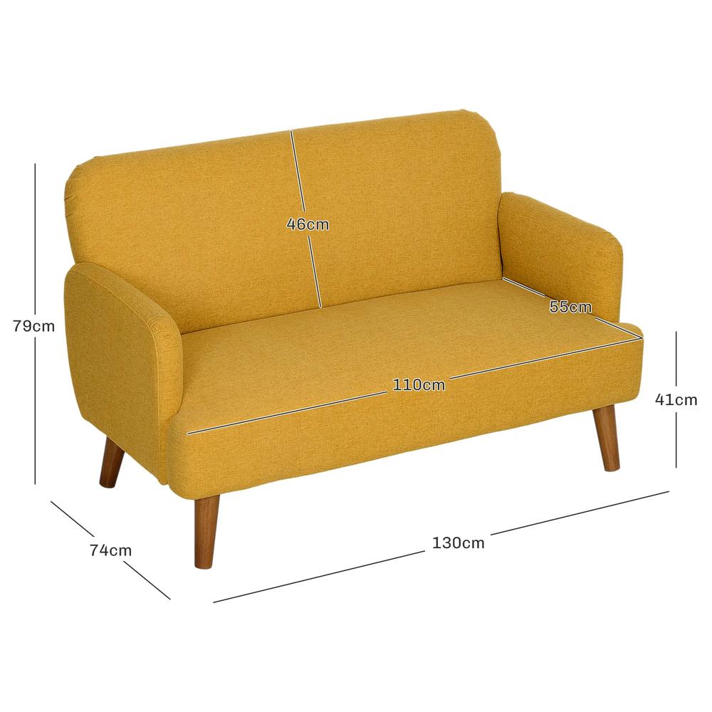 HOMCOM Velvet Feel Fabric 2 Seater Sofa, Small Sofa Loveseat with 21cm Thick Padding and Wood Legs Additional View 14
