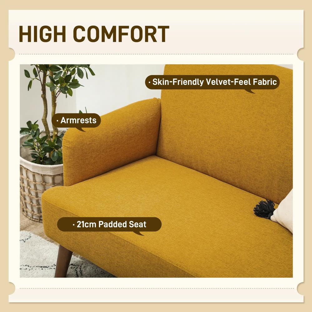 HOMCOM Velvet Feel Fabric 2 Seater Sofa, Small Sofa Loveseat with 21cm Thick Padding and Wood Legs Additional View 15