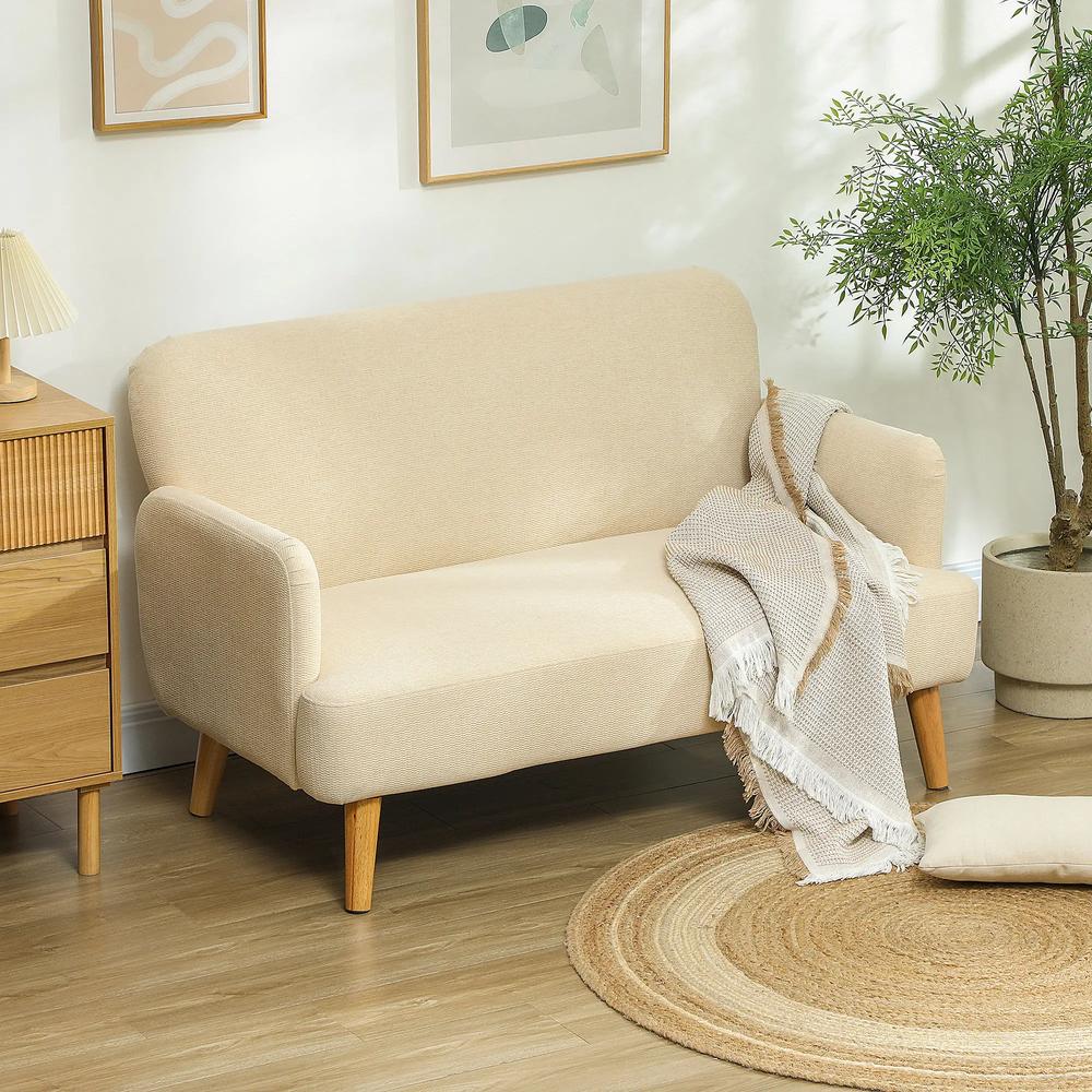 HOMCOM Velvet Feel Fabric 2 Seater Sofa, Small Sofa Loveseat with 21cm Thick Padding and Wood Legs Additional View 2
