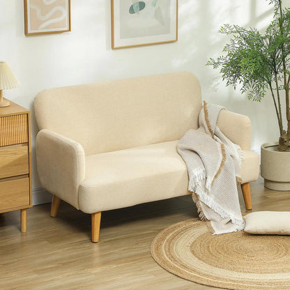 HOMCOM Velvet Feel Fabric 2 Seater Sofa, Small Sofa Loveseat with 21cm Thick Padding and Wood Legs Additional View 2