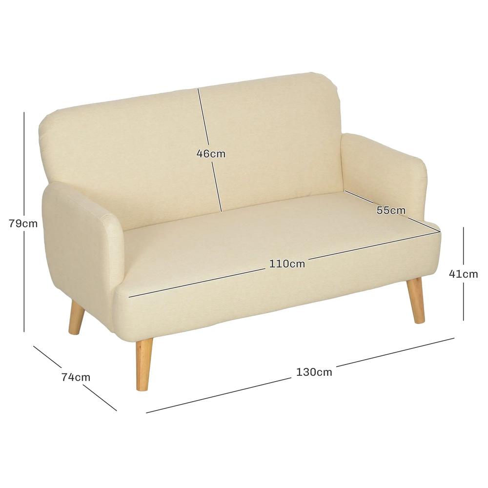HOMCOM Velvet Feel Fabric 2 Seater Sofa, Small Sofa Loveseat with 21cm Thick Padding and Wood Legs Additional View 3