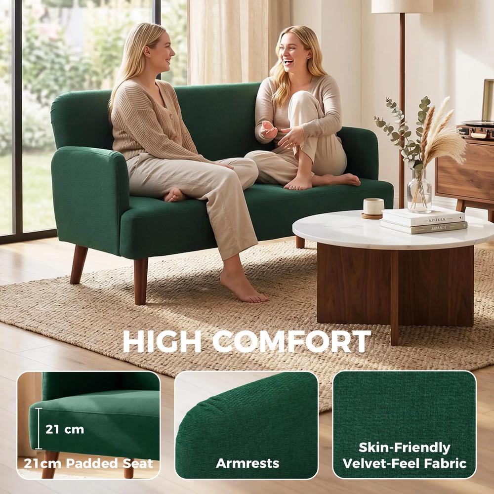 HOMCOM Velvet Feel Fabric 2 Seater Sofa, Small Sofa Loveseat with 21cm Thick Padding and Wood Legs Additional View 26