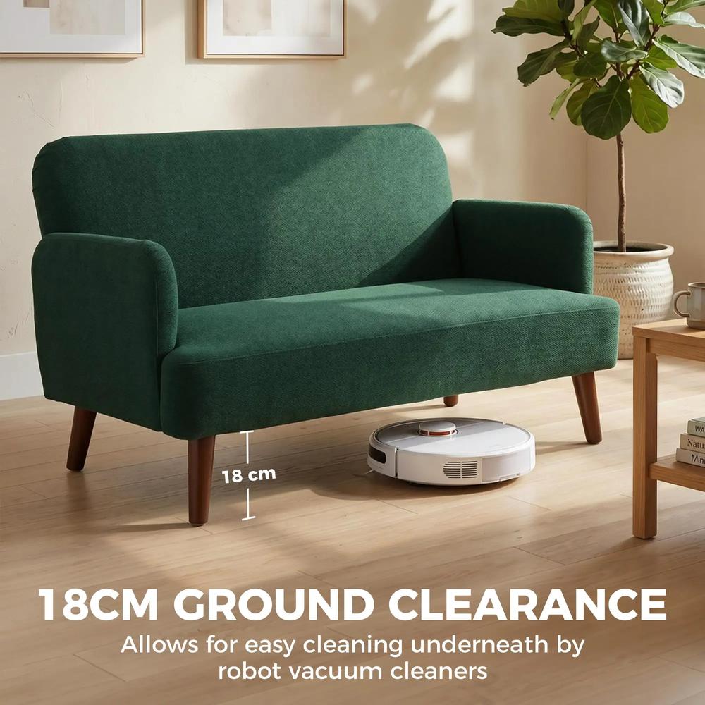 HOMCOM Velvet Feel Fabric 2 Seater Sofa, Small Sofa Loveseat with 21cm Thick Padding and Wood Legs Additional View 28