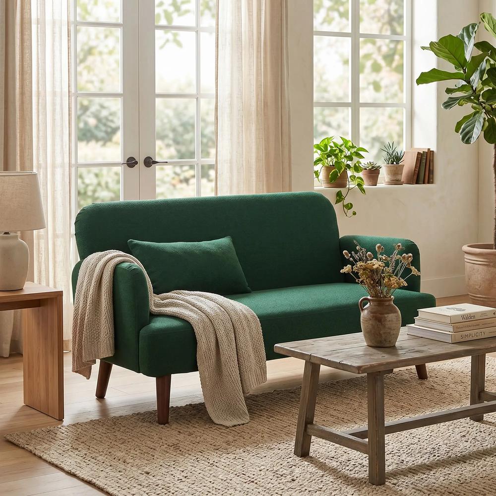 HOMCOM Velvet Feel Fabric 2 Seater Sofa, Small Sofa Loveseat with 21cm Thick Padding and Wood Legs Additional View 33