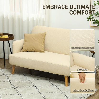 HOMCOM Velvet Feel Fabric 2 Seater Sofa, Small Sofa Loveseat with 21cm Thick Padding and Wood Legs Additional View 4
