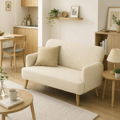 HOMCOM Velvet Feel Fabric 2 Seater Sofa, Small Sofa Loveseat with 21cm Thick Padding and Wood Legs Additional View 10