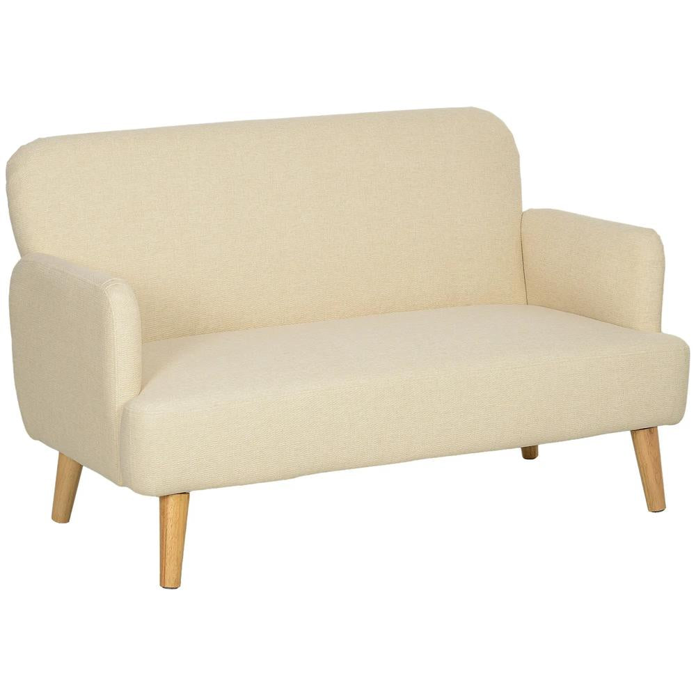 HOMCOM Velvet Feel Fabric 2 Seater Sofa, Small Sofa Loveseat with 21cm Thick Padding and Wood Legs