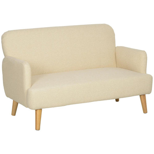 HOMCOM Velvet Feel Fabric 2 Seater Sofa, Small Sofa Loveseat with 21cm Thick Padding and Wood Legs