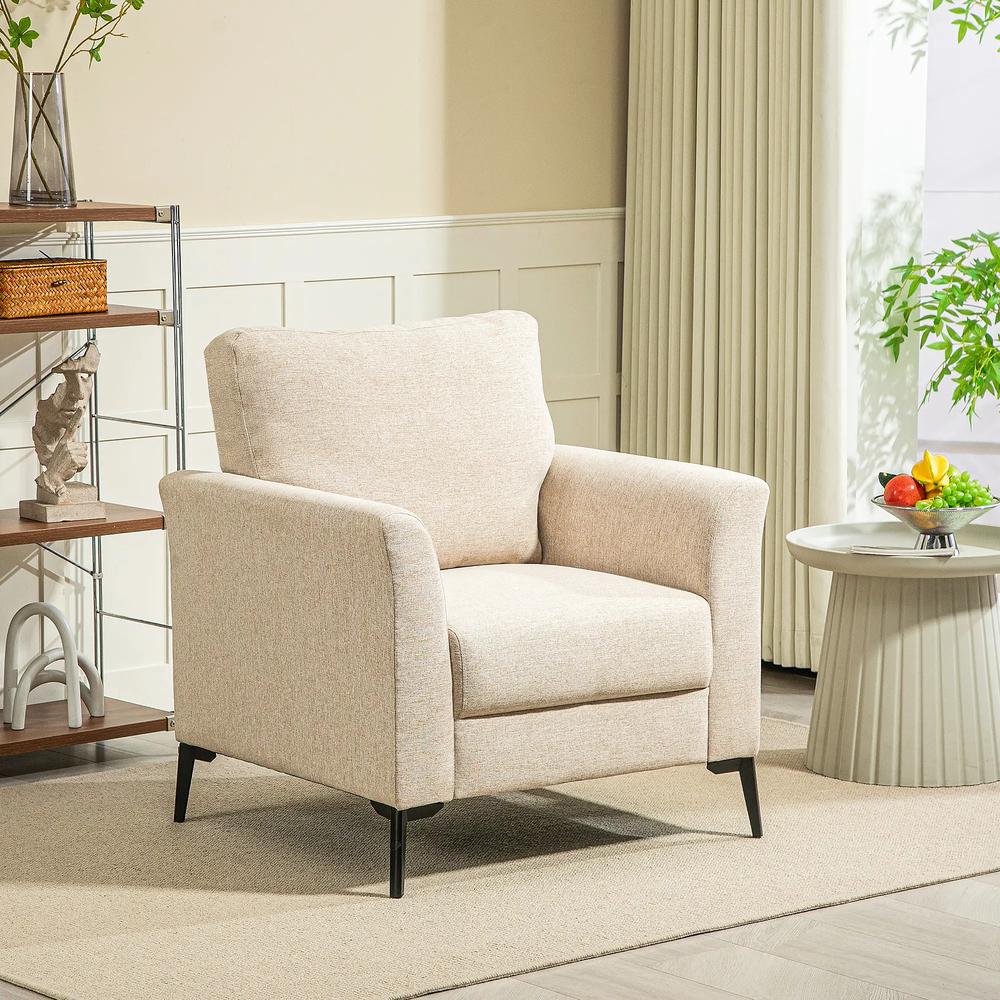 HOMCOM Linen-Look Armchair - Beige Additional View 2