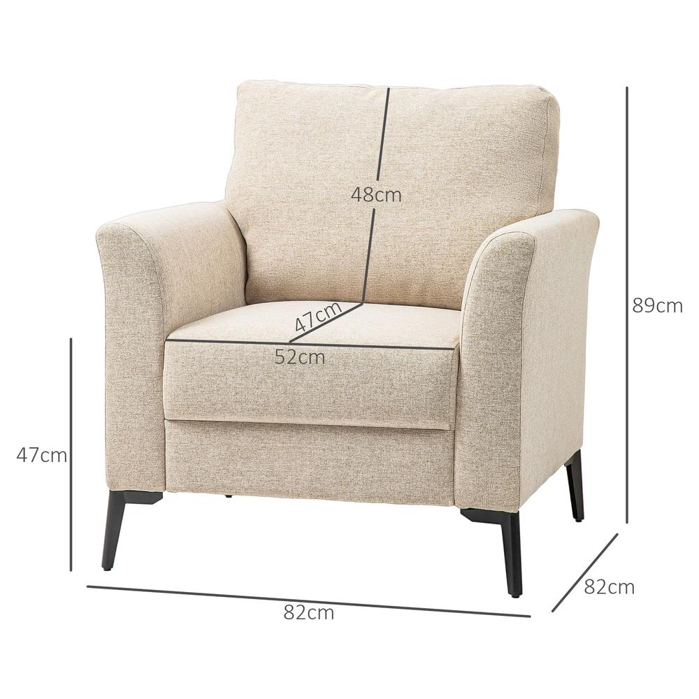 HOMCOM Linen-Look Armchair - Beige Additional View 3