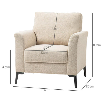 HOMCOM Linen-Look Armchair - Beige Additional View 3