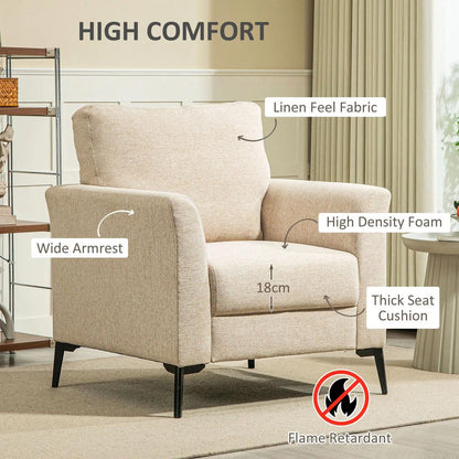 HOMCOM Linen-Look Armchair - Beige Additional View 4