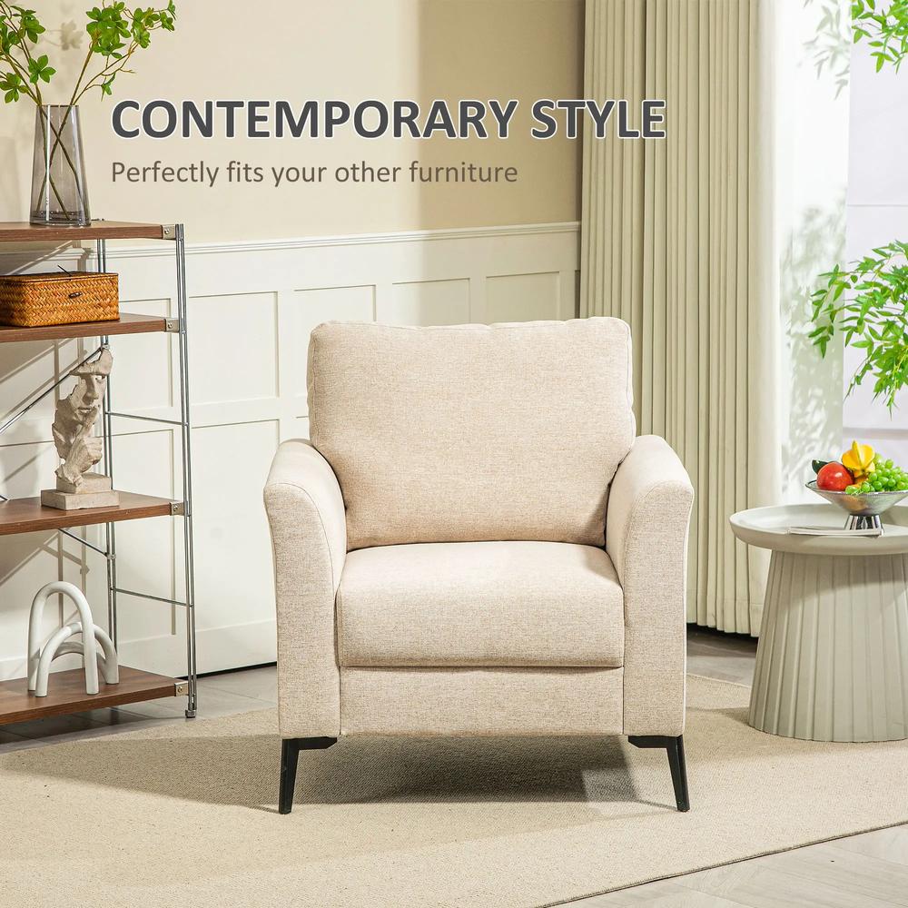 HOMCOM Linen-Look Armchair - Beige Additional View 5