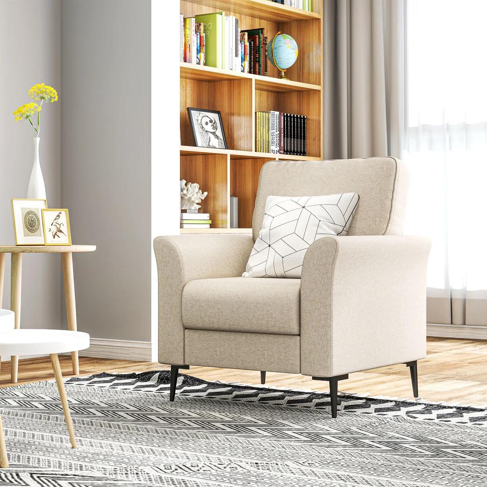 HOMCOM Linen-Look Armchair - Beige Additional View 8
