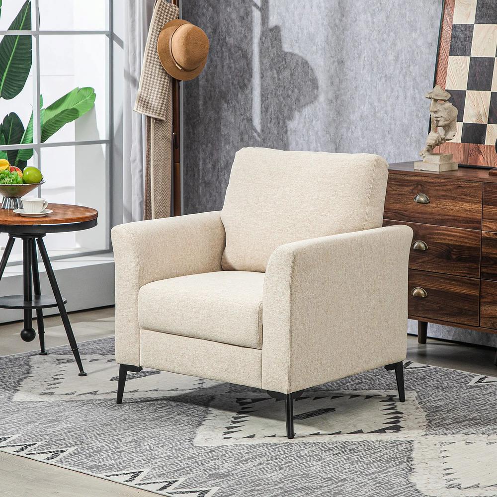 HOMCOM Linen-Look Armchair - Beige Additional View 10