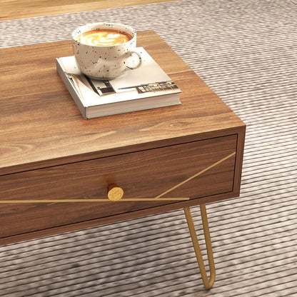 HOMCOM Coffee Table with Storage, Living Room Table with Drawers, Rectangular Tea Table with Steel Base for Home, 100 x 50 x 41 cm, Brown Additional View 8