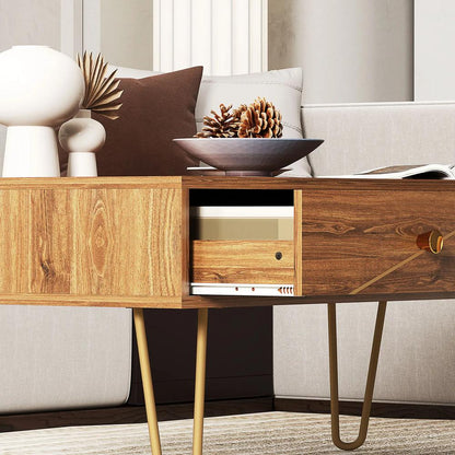 HOMCOM Coffee Table with Storage, Living Room Table with Drawers, Rectangular Tea Table with Steel Base for Home, 100 x 50 x 41 cm, Brown Additional View 9