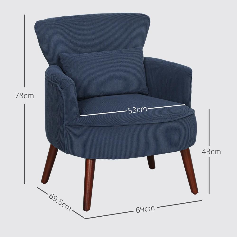 HOMCOM Corduroy Retro Accent Chair Additional View 14