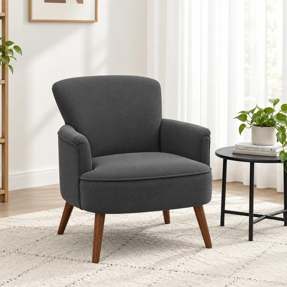HOMCOM Corduroy Retro Accent Chair Additional View 2