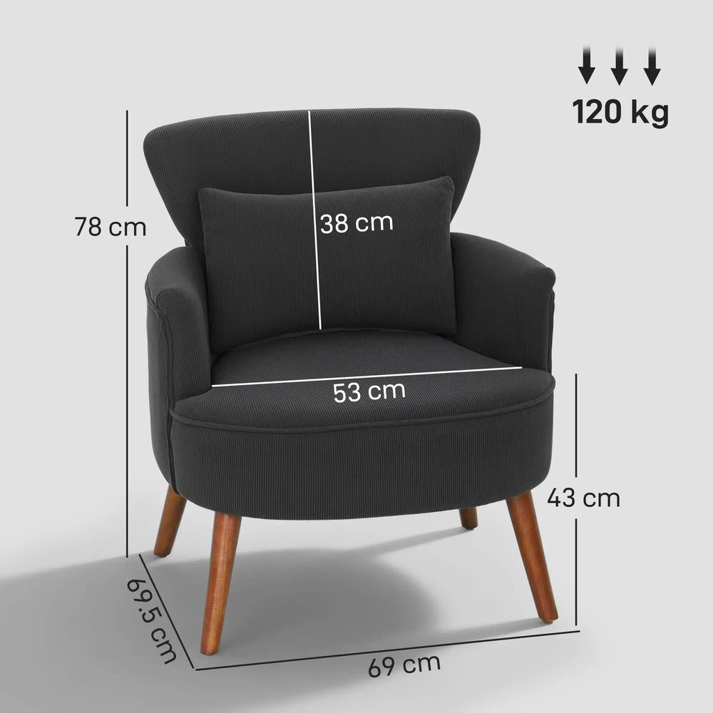 HOMCOM Corduroy Retro Accent Chair Additional View 3