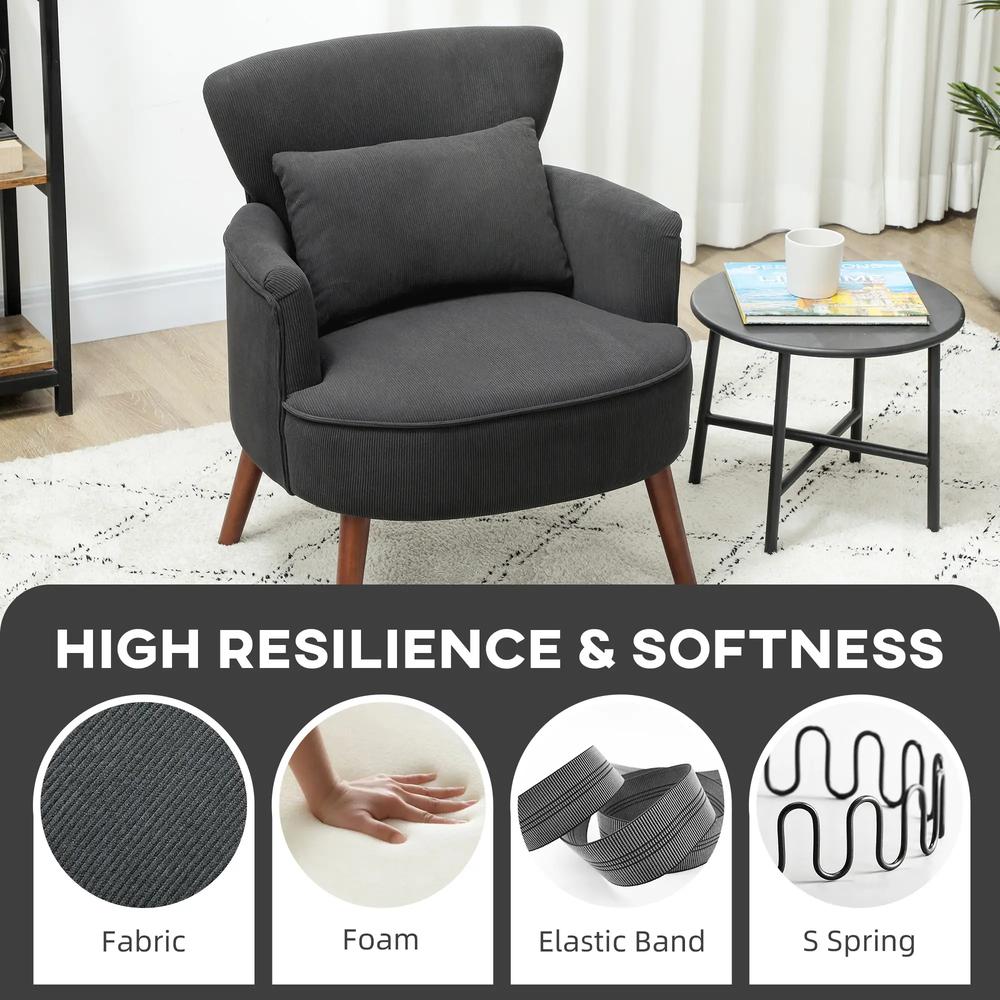 HOMCOM Corduroy Retro Accent Chair Additional View 4