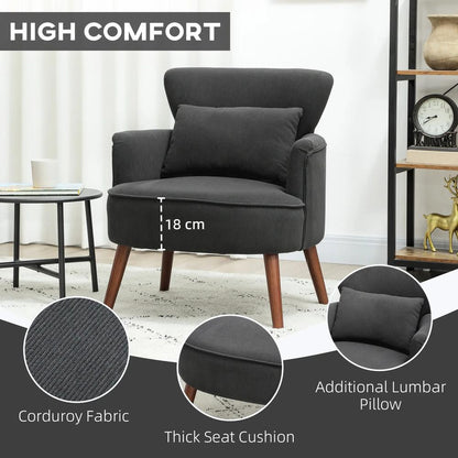HOMCOM Corduroy Retro Accent Chair Additional View 5