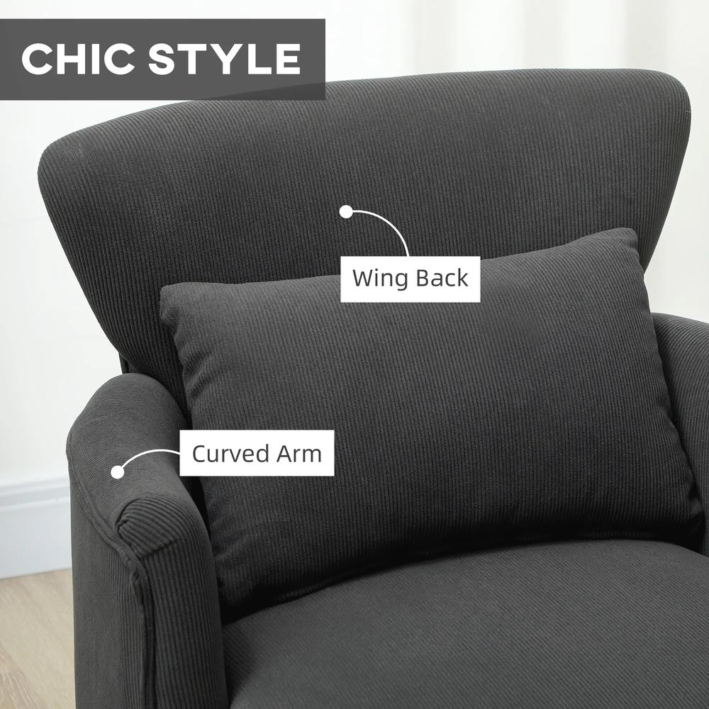 HOMCOM Corduroy Retro Accent Chair Additional View 6