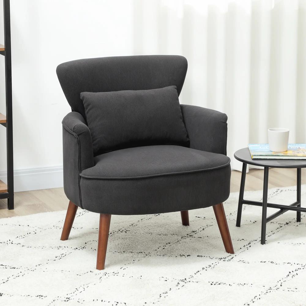 HOMCOM Corduroy Retro Accent Chair Additional View 10