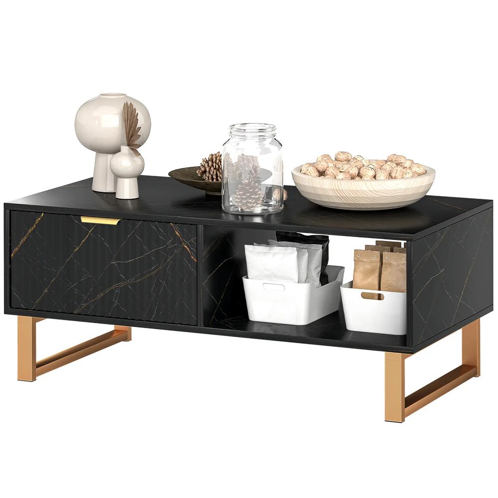 HOMCOM Elegant Marble Effect Storage Coffee Table Additional View 11