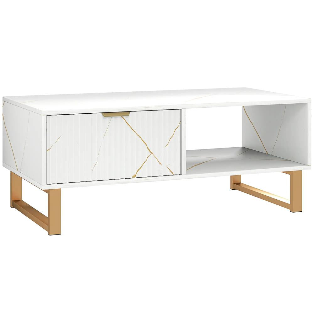 HOMCOM Elegant Marble Effect Storage Coffee Table Additional View 12