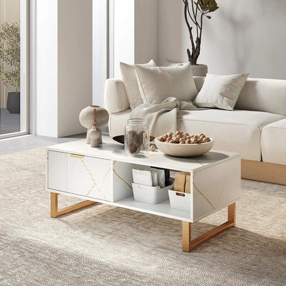HOMCOM Elegant Marble Effect Storage Coffee Table Additional View 13