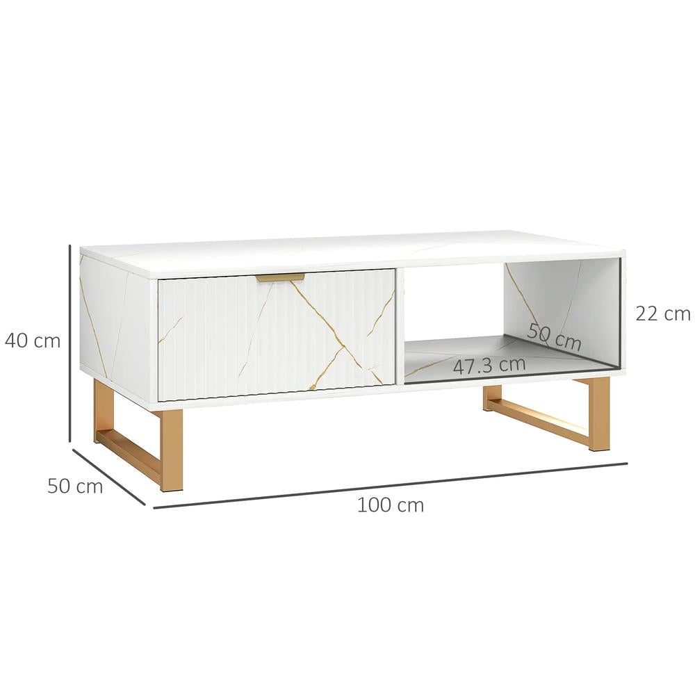 HOMCOM Elegant Marble Effect Storage Coffee Table Additional View 14