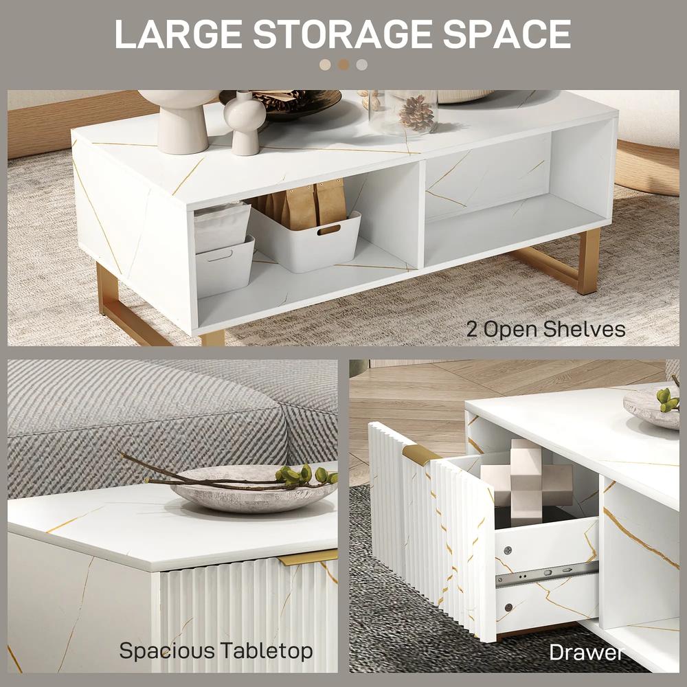 HOMCOM Elegant Marble Effect Storage Coffee Table Additional View 16