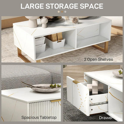 HOMCOM Elegant Marble Effect Storage Coffee Table Additional View 16