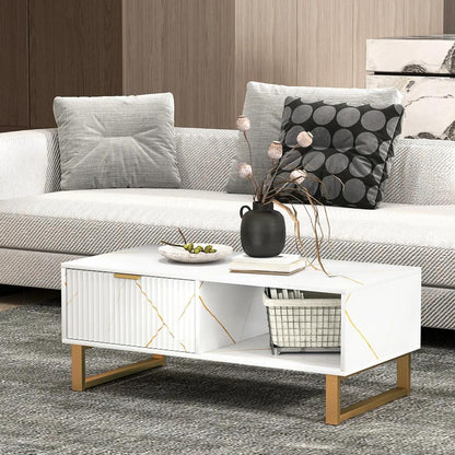 HOMCOM Elegant Marble Effect Storage Coffee Table Additional View 19