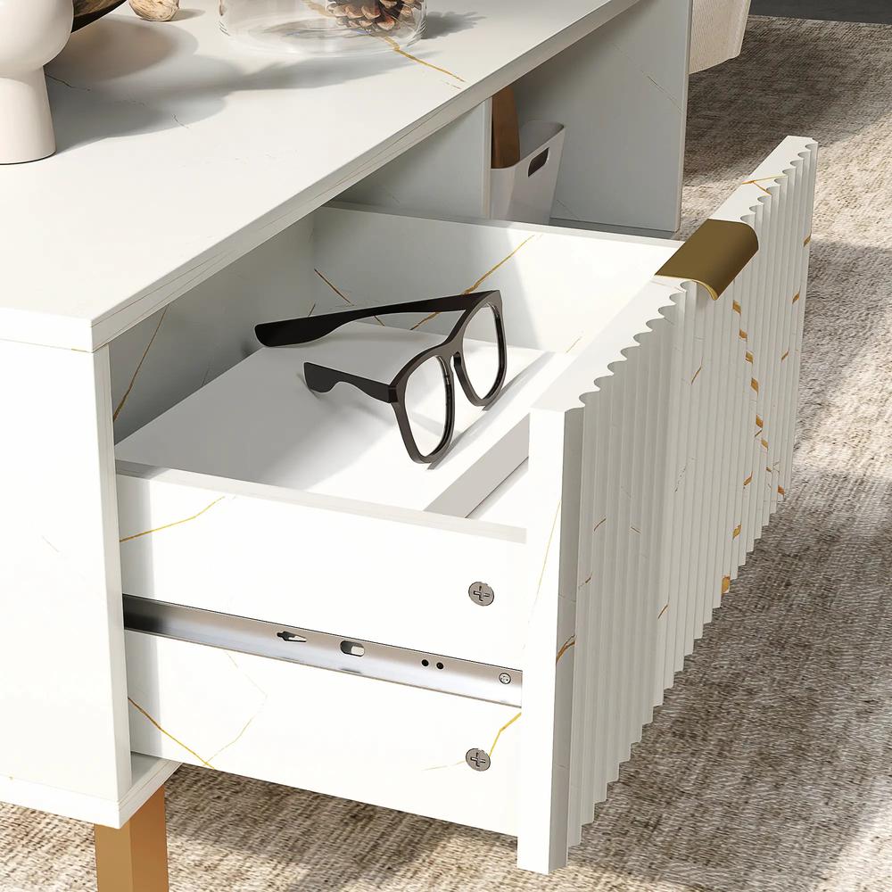 HOMCOM Elegant Marble Effect Storage Coffee Table Additional View 20