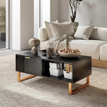 HOMCOM Elegant Marble Effect Storage Coffee Table Additional View 2