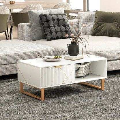 HOMCOM Elegant Marble Effect Storage Coffee Table Additional View 21
