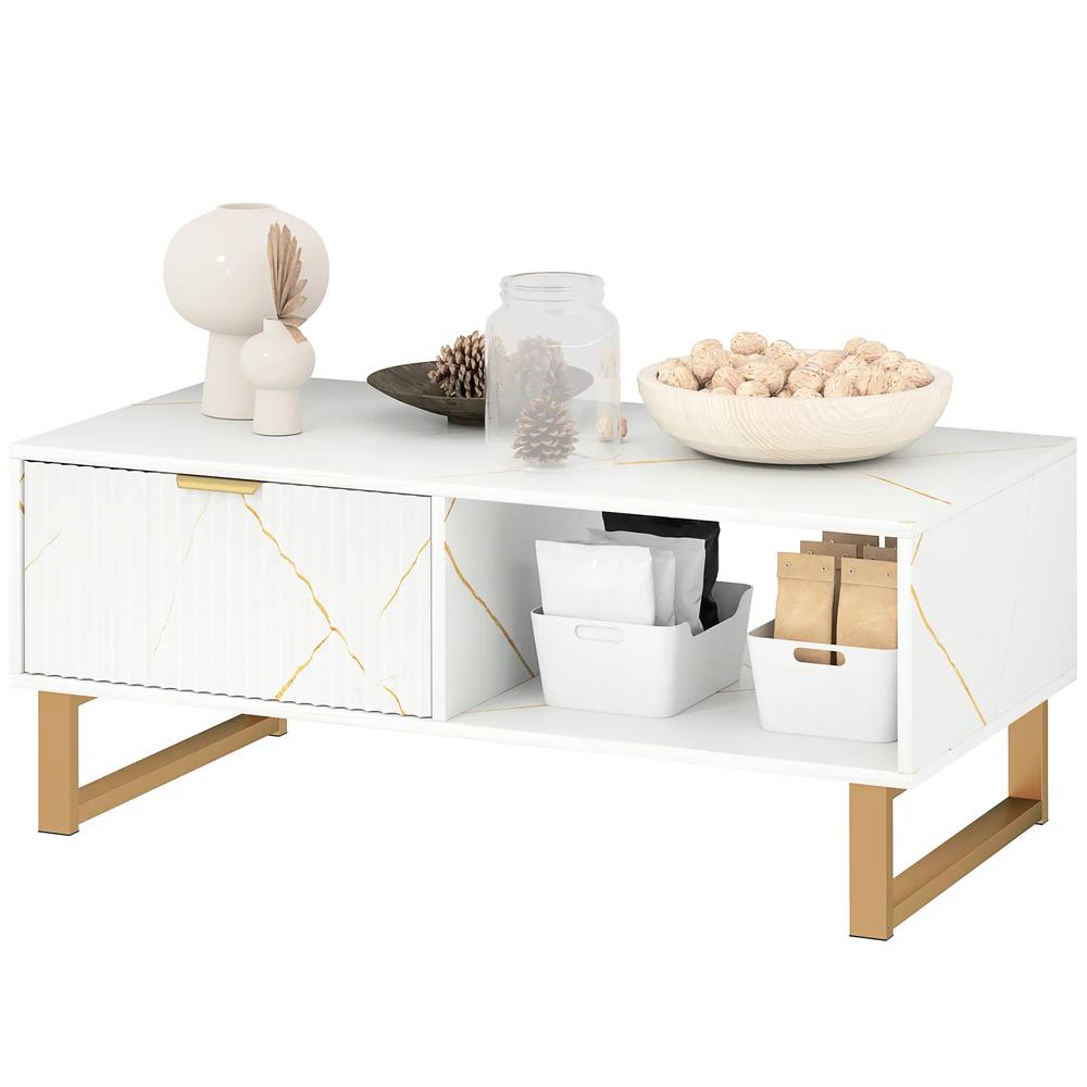 HOMCOM Elegant Marble Effect Storage Coffee Table Additional View 22