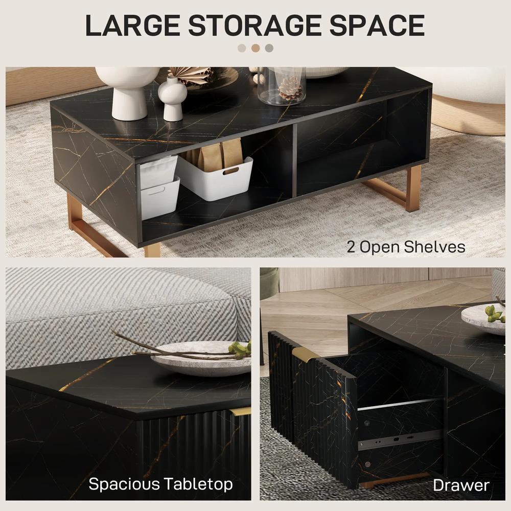 HOMCOM Elegant Marble Effect Storage Coffee Table Additional View 5