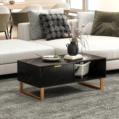 HOMCOM Elegant Marble Effect Storage Coffee Table Additional View 8