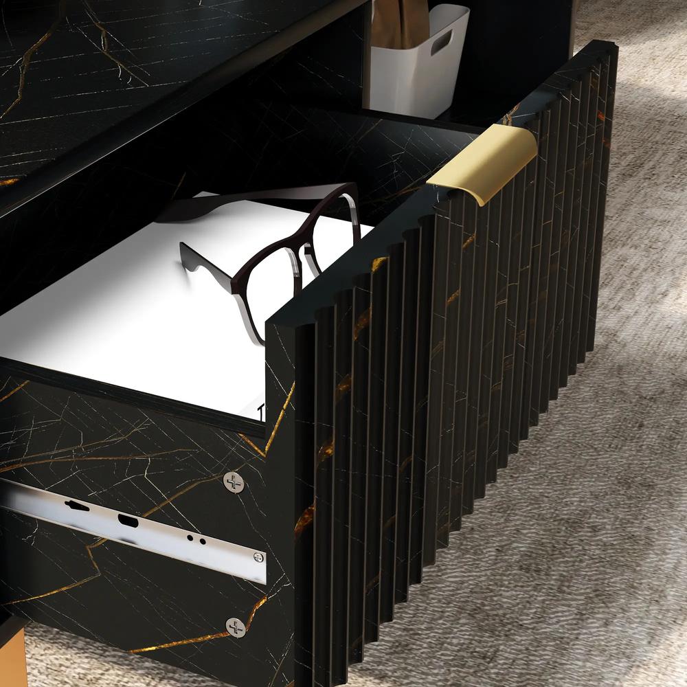HOMCOM Elegant Marble Effect Storage Coffee Table Additional View 9
