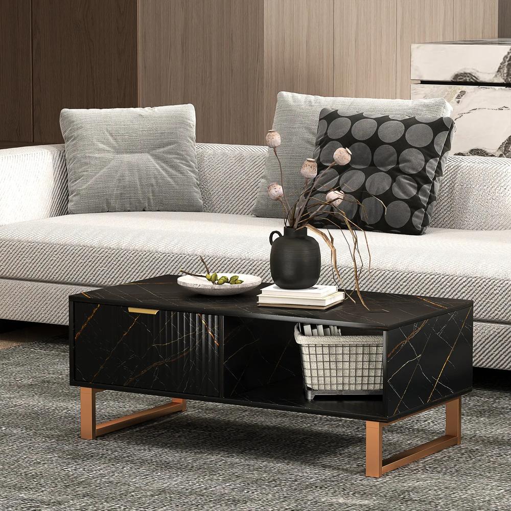 HOMCOM Elegant Marble Effect Storage Coffee Table Additional View 10