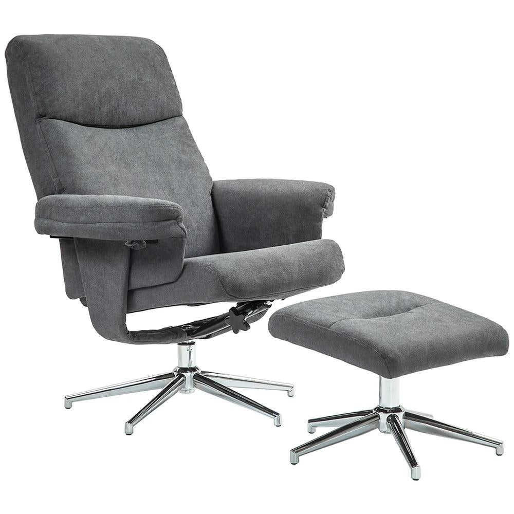 HOMCOM Velvet-Feel Recliner Chair and Ottoman - Dark Grey Additional View 11