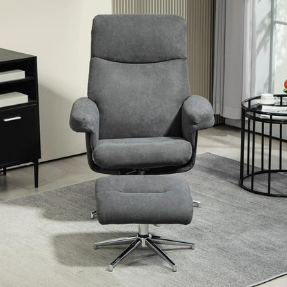 HOMCOM Velvet-Feel Recliner Chair and Ottoman - Dark Grey Additional View 7