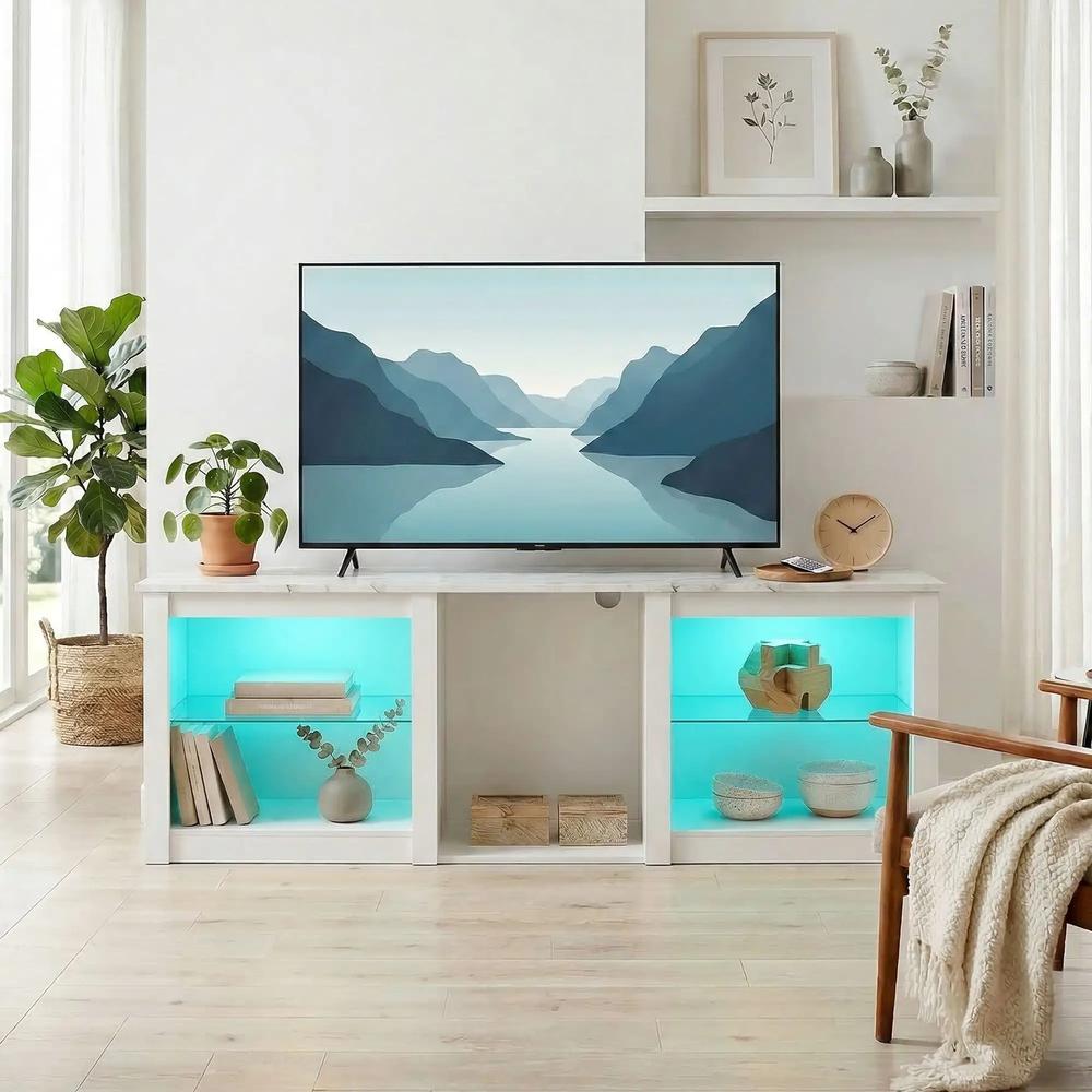 HOMCOM 70" TV Stand, with LED Lights and Storage Additional View 20