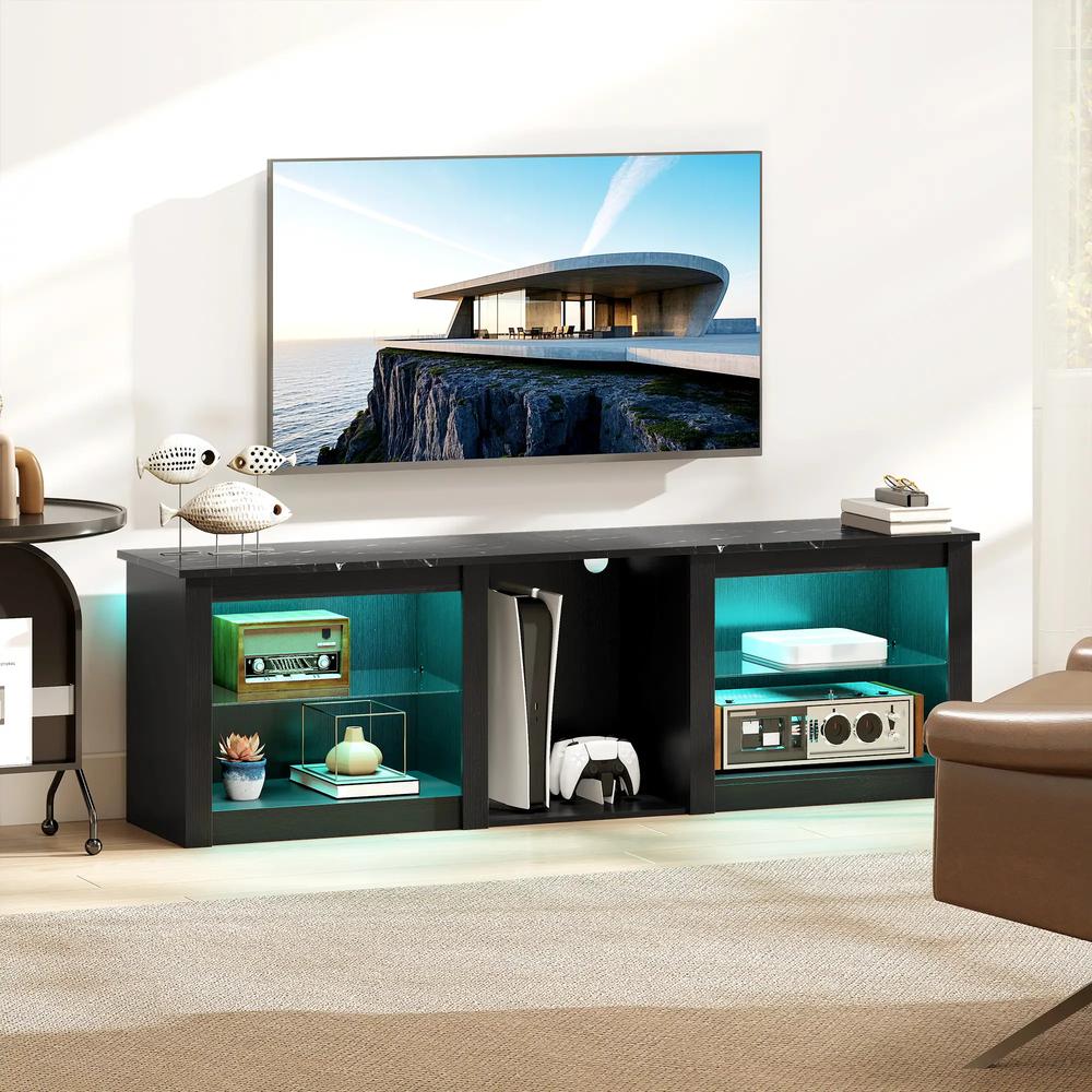 HOMCOM 70" TV Stand, with LED Lights and Storage Additional View 2