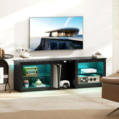 HOMCOM 70" TV Stand, with LED Lights and Storage Additional View 2