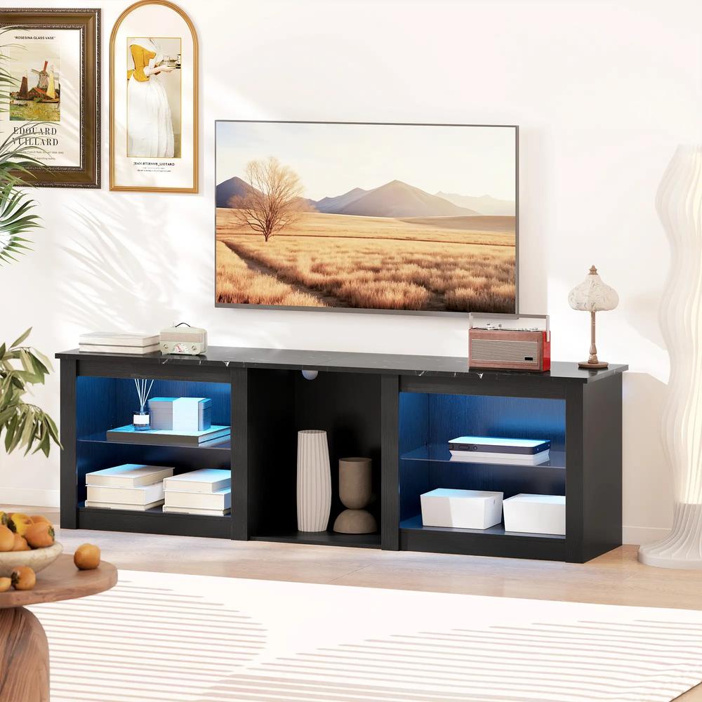 HOMCOM 70" TV Stand, with LED Lights and Storage Additional View 8